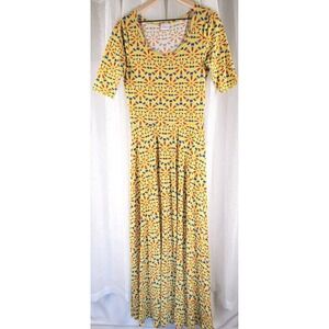 LuLaRoe Maxi Swing Dress M Tall Geo Print Scoop Neck Empire Waist Boho